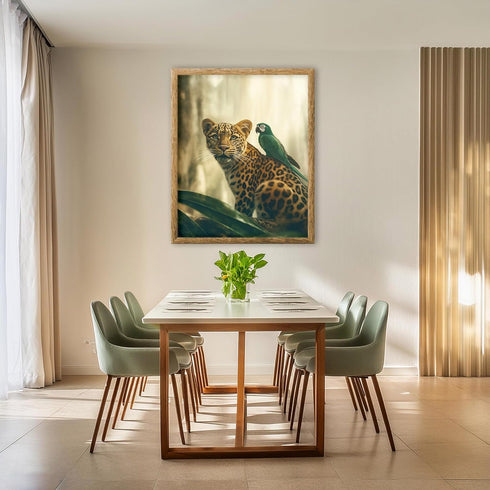 Posterizer-jungle scene with animals-tiger and parrot friends-Abstract & Modern Art-Art for Animal Lovers-Decor for Home & Office- unframed wall a...